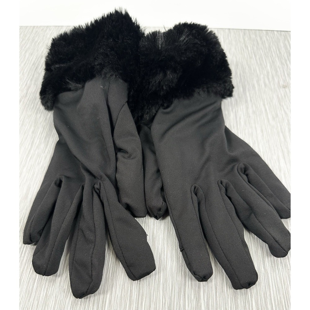 House of Harlow 1960 Black Faux Fur Timed Gloves - Soft, Stretchy, Comfy